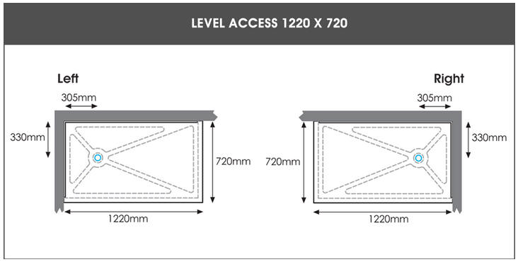 1220mm x 720mm Level Access shower tray by EASA