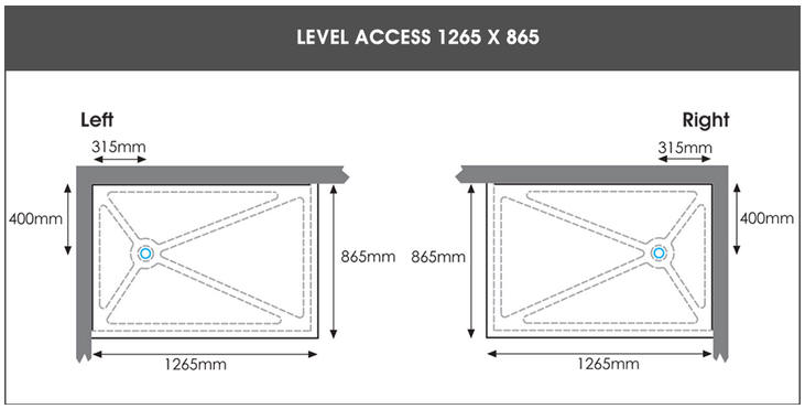 1265mm x 865mm Level Access shower tray by EASA