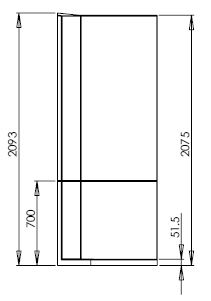 Vertical dimensions of the quadrant shower pod without riser kit