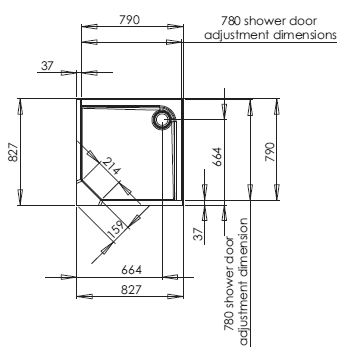 800mm square corner shower pod dimensions