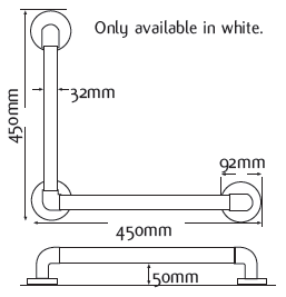 Angled grab rail 450mm x 450mm