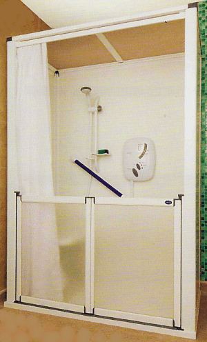 Sowdon four sided self contained shower cubicle with half height doors