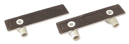 Novellini linear floor drain traps showing single and double horizontal waste outlet traps.