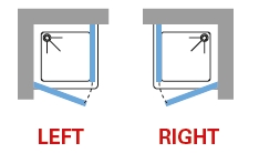 Corner enclosure handing diagram