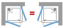 Twin door corner shower enclosure diagram