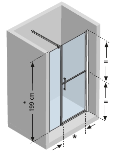 Diagram of large alcove enclosure utilising stable type door