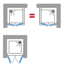 Corner enclosure handing diagram