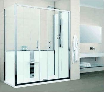 Bath replacement shower enclosure. Traditional style shower cubicle.