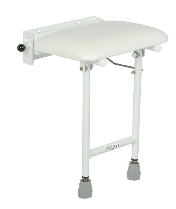 Folding shower seat. Compact size with padded top.