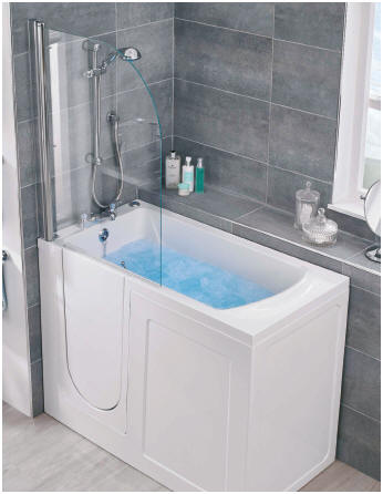Add a hinged glass screen to your walk in bath and add function by creating a shower in which you can sit. 