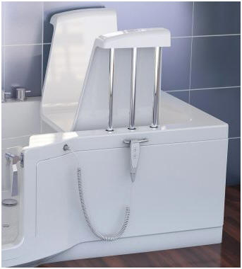 Style and stability - the beautifully secreted lifting seat in the INDIANA walk in shower bath.