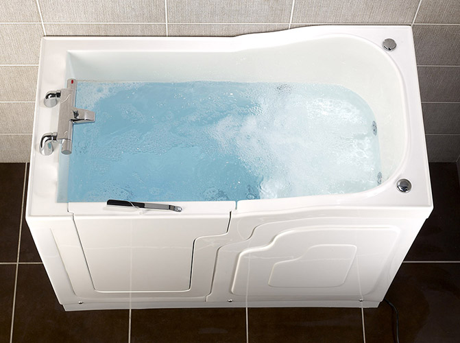 Walk in bath with whirlpool spa