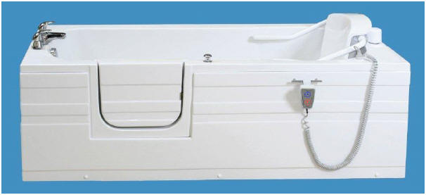 AVENTIS walk in power lift bath with seat lowered