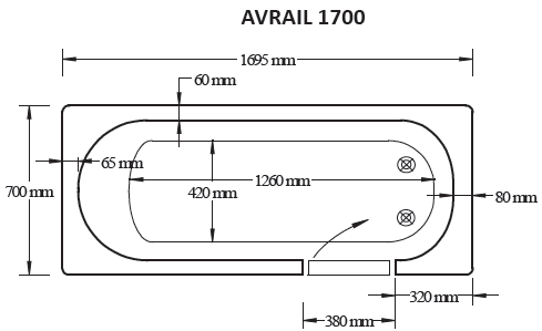Avrail 1700 walk in bath diagram