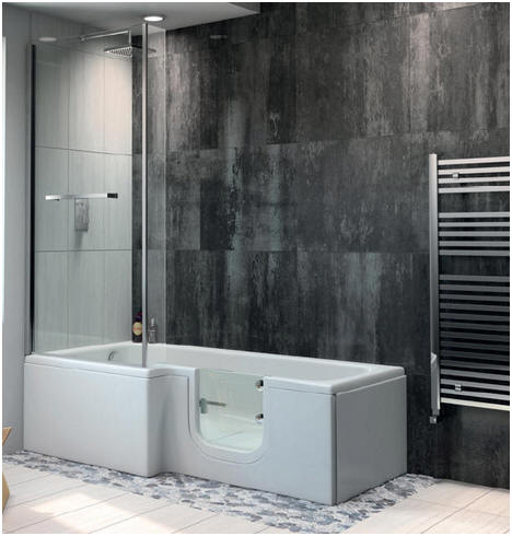 Walk in shower bath. A low level bath with door entry for easy access and a dedicated shower area