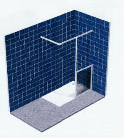 Simple easy access corner shower enclosure comprising a tray with single half height fixed panel