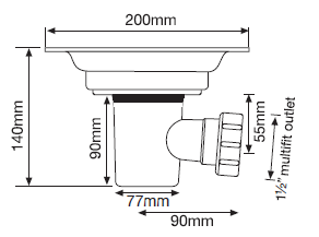 Vinyl floor waste trap with chrome grill diagram