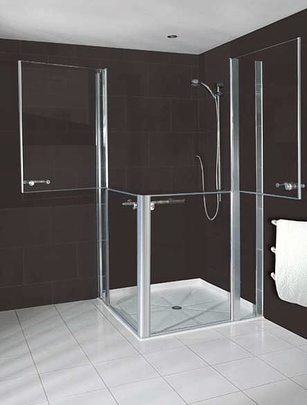 EASA Elegance L3 'stable style' shower doors with fixed extender panels used as a pair to create a corner shower enclosure