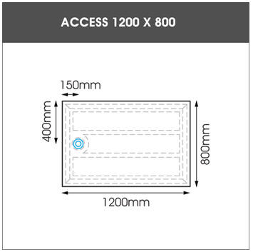 1200 x 800 EASA ACCESS low profile shower tray