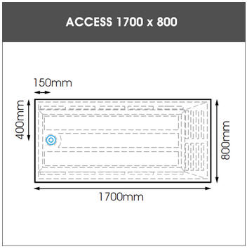 1700 x 800 EASA ACCESS trimmable low profile shower tray