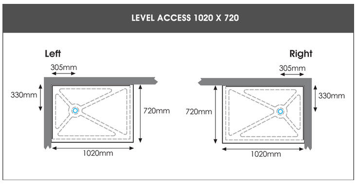 EASA Level access shower tray 1020mm x 720mm