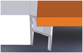 Optional edging profile for a watertight seal with a tiled floor