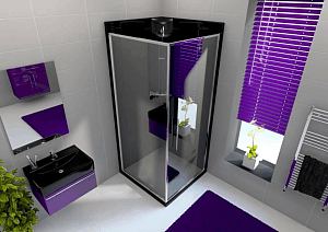 Envirotec Corner shower pod in black granite finish