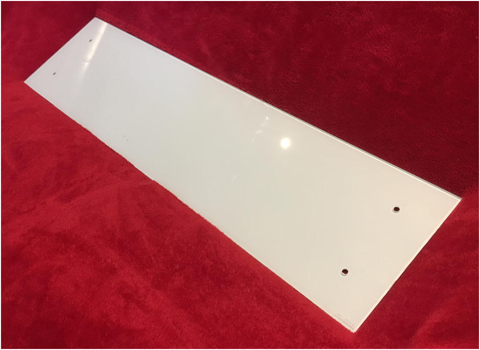 The Mirage toughened glass cable cloaking panel. Shown here colour coded to blend unobrusively with the supporting surface upon which it has yet to be installed.