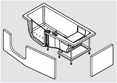 Novellini IRIS bath with front and end panel