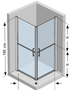 Corner entry shower enclosure with twin stable doors