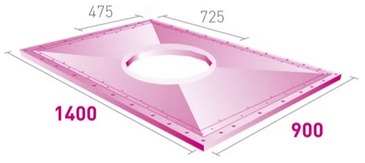 Hex Dec Duo wet room floor former 1400mm x 900mm