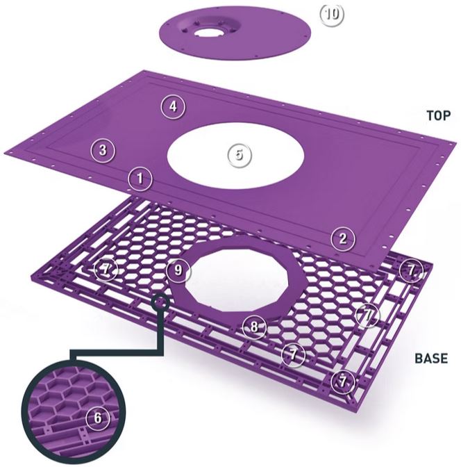 HEX DEC DUO wet room shower floor former. SUitable for use on timer or screed floors.