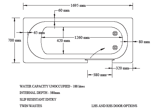 ABALONE Walk in bath diagram 1