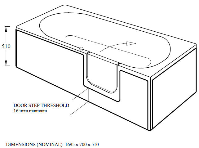 Mantaleda AVRAIL RV walk in shower bath - Diagram 1