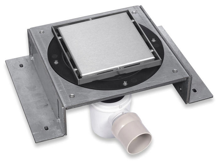 Square floor drain for screed wet room shower floor.