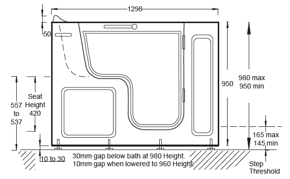 TRANQUILITY 660 WALK IN BATH diagram 1