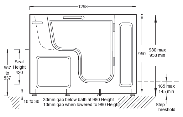 TRANQUILITY 750 WALK IN BATH diagram 1